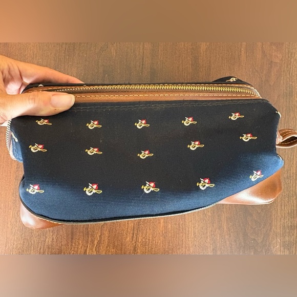 Men’s swank Vinyl Navy Anchor Canvas & Leather Toiletry Kit Travel Bag Zippered - Picture 2 of 9